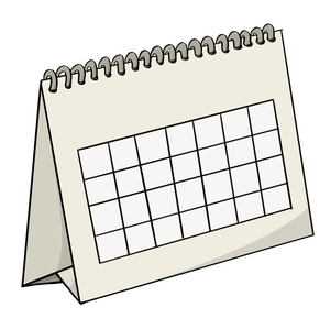 Auf diesem Bild ist ein Monats-Kalender abgebildet. Der Kalender ist beige.